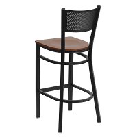 Cherry and Black Metal Restaurant Barstool - Gridback-4