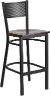 Walnut and Black Metal Restaurant Barstool - Gridback