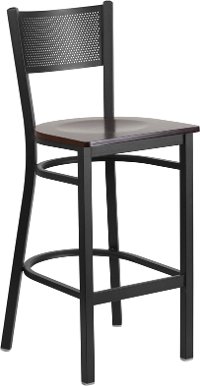 Walnut and Black Metal Restaurant Barstool - Gridback