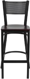 Mahogany and Black Metal Restaurant Barstool - Gridback