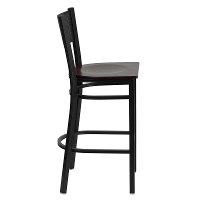 Mahogany and Black Metal Restaurant Barstool - Gridback-3