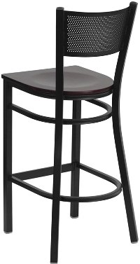 Mahogany and Black Metal Restaurant Barstool - Gridback-4