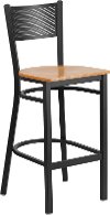 Natural and Black Metal Restaurant Barstool - Gridback