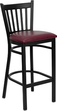 Burgundy and Black Metal Restaurant Barstool - Hercules