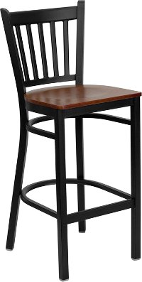 Cherry and Black Metal Restaurant Barstool - Hercules
