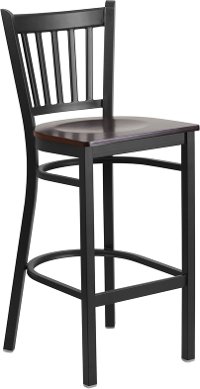 Walnut and Black Metal Restaurant Barstool - Hercules