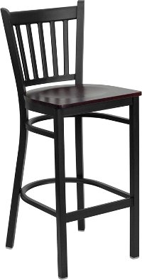 Mahogany and Black Metal Restaurant Barstool - Hercules