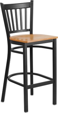 Natural and Black Metal Restaurant Barstool - Hercules