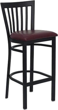 Burgundy and Black Metal Restaurant Barstool - Schoolhouse