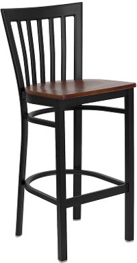 Cherry and Black Metal Restaurant Barstool - Schoolhouse