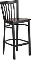 Walnut and Black Metal Restaurant Barstool - Schoolhouse