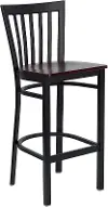 Mahogany and Black Metal Restaurant Barstool - Schoolhouse