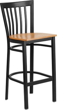 Natural and Black Metal Restaurant Barstool - Schoolhouse