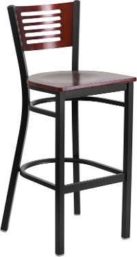 Mahogany and Black Metal Restaurant Bar Stool - Hercules