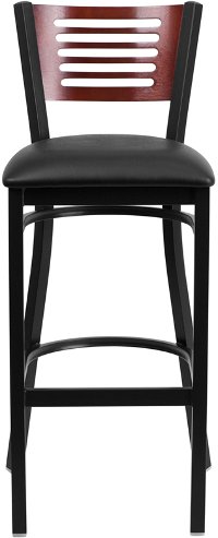 Mahogany and Black Metal Restaurant Bar Stool - Hercules