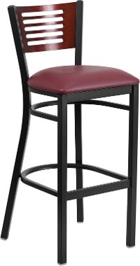 Mahogany and Black Metal Restaurant Bar Stool - Hercules