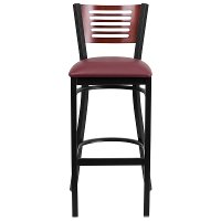 Mahogany and Black Metal Restaurant Bar Stool - Hercules-4
