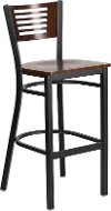 Walnut and Black Metal Restaurant Bar Stool - Hercules