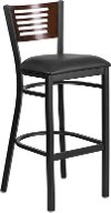 Walnut and Black Metal Restaurant Bar Stool - Hercules