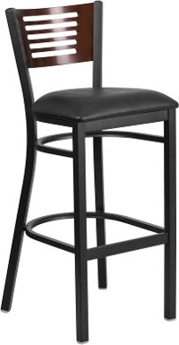 Walnut and Black Metal Restaurant Bar Stool - Hercules