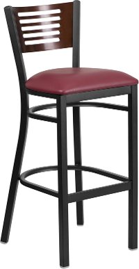 Black and Burgundy Metal Restaurant Bar Stool - Hercules