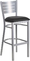 Silver and Black Metal Restaurant Bar Stool - Hercules