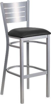 Silver and Black Metal Restaurant Bar Stool - Hercules