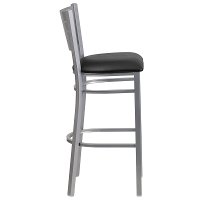 Silver and Black Metal Restaurant Bar Stool - Hercules-2