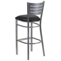 Silver and Black Metal Restaurant Bar Stool - Hercules-3