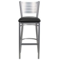 Silver and Black Metal Restaurant Bar Stool - Hercules-4