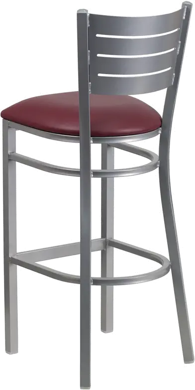 Silver and Burgundy Metal Restaurant Bar Stool - Hercules-3
