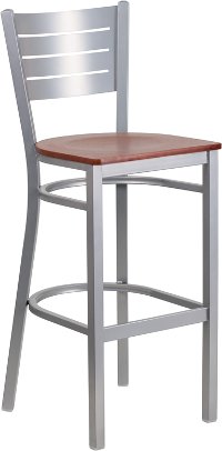 Cherry and Silver Metal Restaurant Bar Stool - Hercules