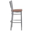 Cherry and Silver Metal Restaurant Bar Stool - Hercules-2