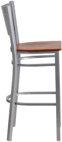 Cherry and Silver Metal Restaurant Bar Stool - Hercules-2
