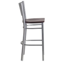 Mahogany and Silver Metal Restaurant Bar Stool - Hercules-2