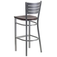 Mahogany and Silver Metal Restaurant Bar Stool - Hercules-3