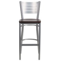 Mahogany and Silver Metal Restaurant Bar Stool - Hercules-4