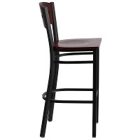 Mahogany and Black Metal Restaurant Bar Stool - Hercules-2