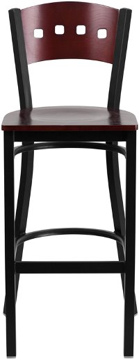 Mahogany and Black Metal Restaurant Bar Stool - Hercules-4