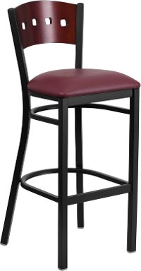 Black and Burgundy Metal Restaurant Bar Stool - Hercules