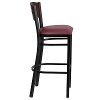 Black and Burgundy Metal Restaurant Bar Stool - Hercules-2