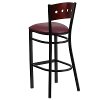 Black and Burgundy Metal Restaurant Bar Stool - Hercules-3