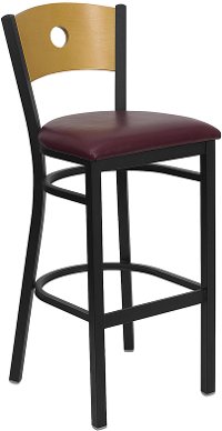 Black and Burgundy Metal Restaurant Bar Stool - Hercules