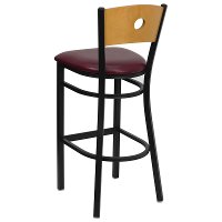 Black and Burgundy Metal Restaurant Bar Stool - Hercules-3