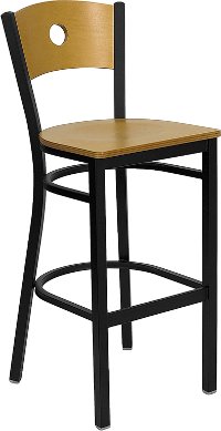 Black and Natural Metal Restaurant Bar Stool - Hercules