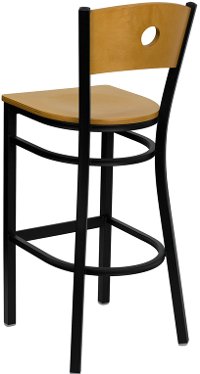 Black and Natural Metal Restaurant Bar Stool - Hercules-3