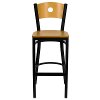 Black and Natural Metal Restaurant Bar Stool - Hercules-4