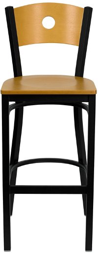 Black and Natural Metal Restaurant Bar Stool - Hercules-4