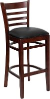 Mahogany Wood Restaurant Bar Stool - Ladderback