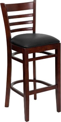 Mahogany Wood Restaurant Bar Stool - Ladderback